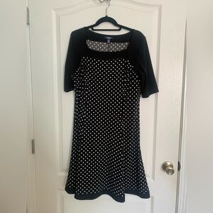 Chaps Black Dress with White Dots